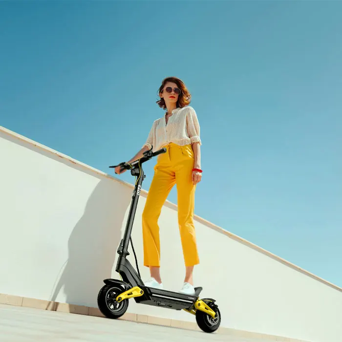 EU Stock Lightweight 48V 20AH 25KM/H Electric Scooter Smart Stand-Up Moped Bluetooth APP Link Dual Suspension Featuring Two