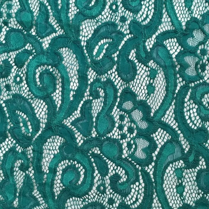 
green Oeko-Tex plain dyed lace 90% nylon 10% spandex knitting fabric for dress clothes 