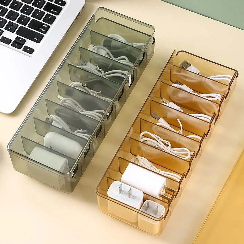 Data cable storage box With cover Mobile phone power charging cable charger plug organizer
