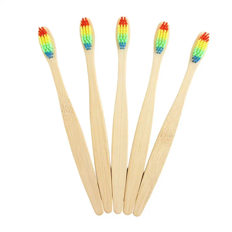 OEM Wholesale Custom Logo Private Label Eco Friendly Recyclable Biodegradable Rainbow Organic Bamboo Toothbrush With Case Box