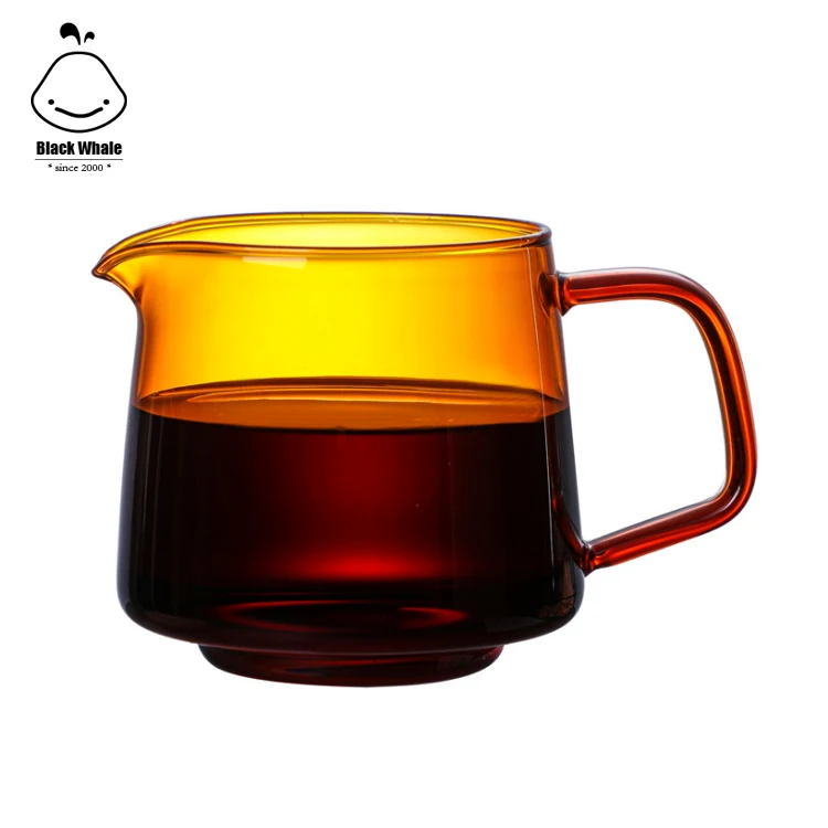 Amber blue Colorful glass Coffee Maker Cup with handle 300ml 550ml 2-4 cups Glass Coffee Server