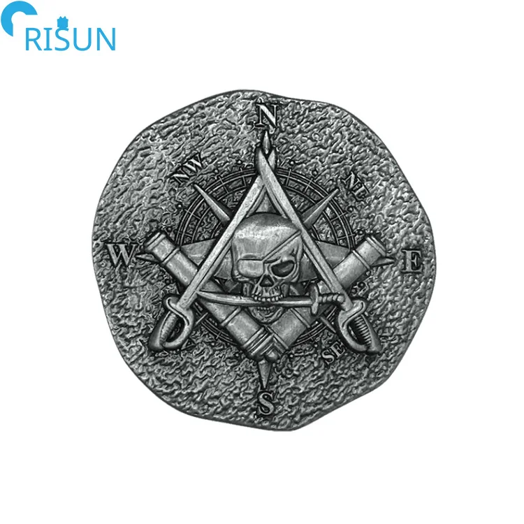 Factory Customized Enamel 3D Sea Rover Pirate Commemorative Challenge Coins Custom Pirate Challenge Coins