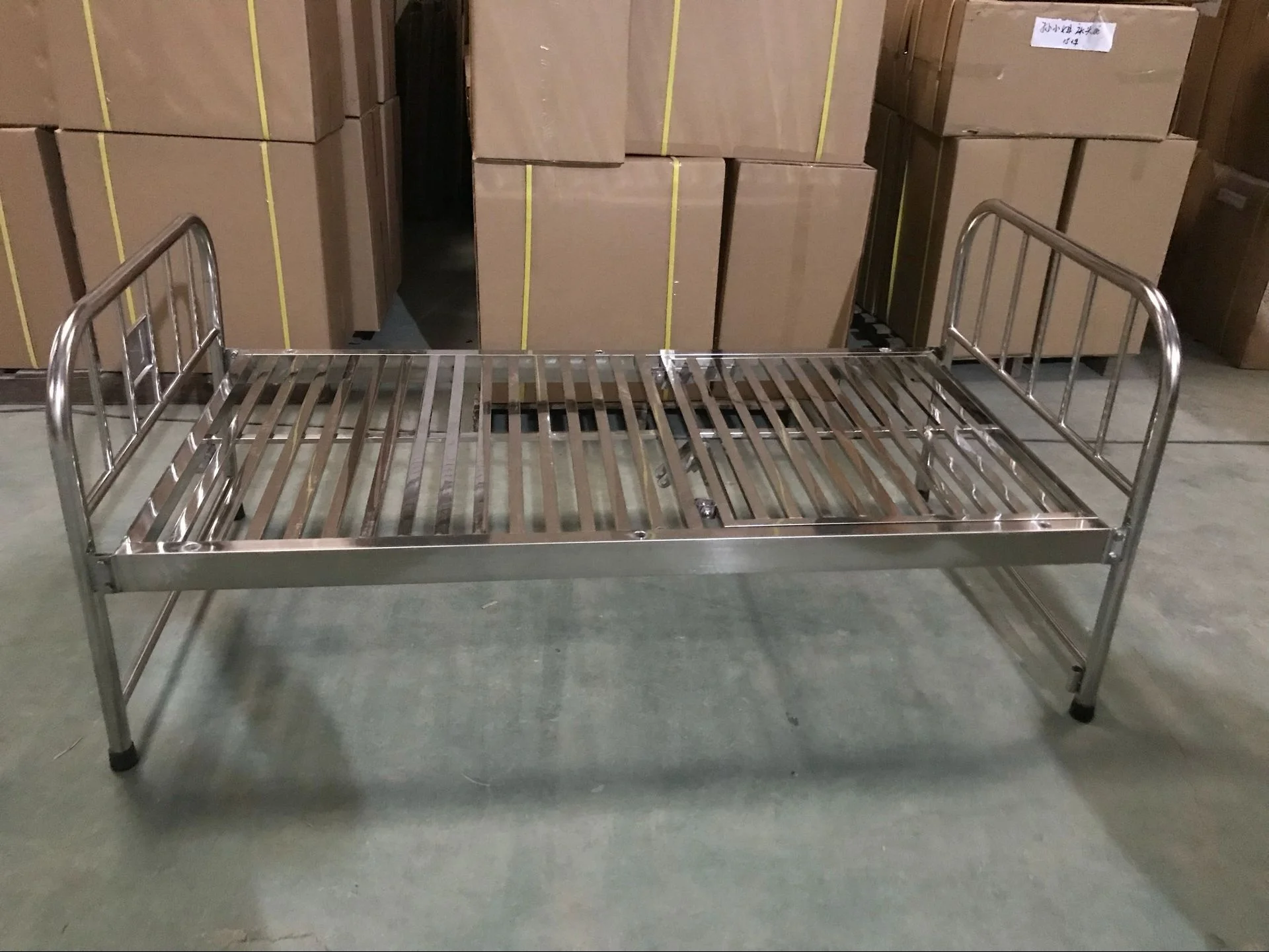 High Quality Medical Bed Hospital Stainless Steel and Metal Flat Hospital Cot Bed