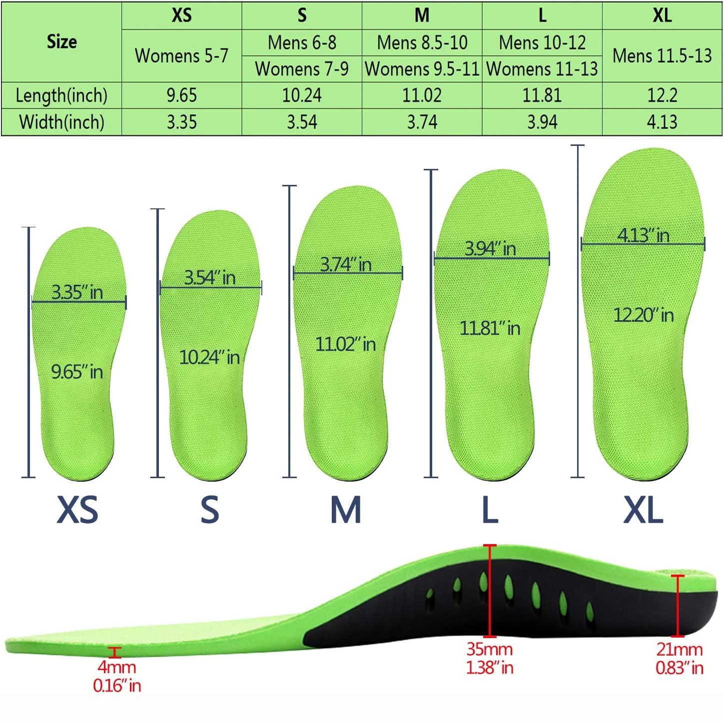 Plantar Fasciitis Arch Support Shoe Inserts Insoles Orthotic Inserts for Flat Feet, Cushioning Shoe Insoles for Foot Pain