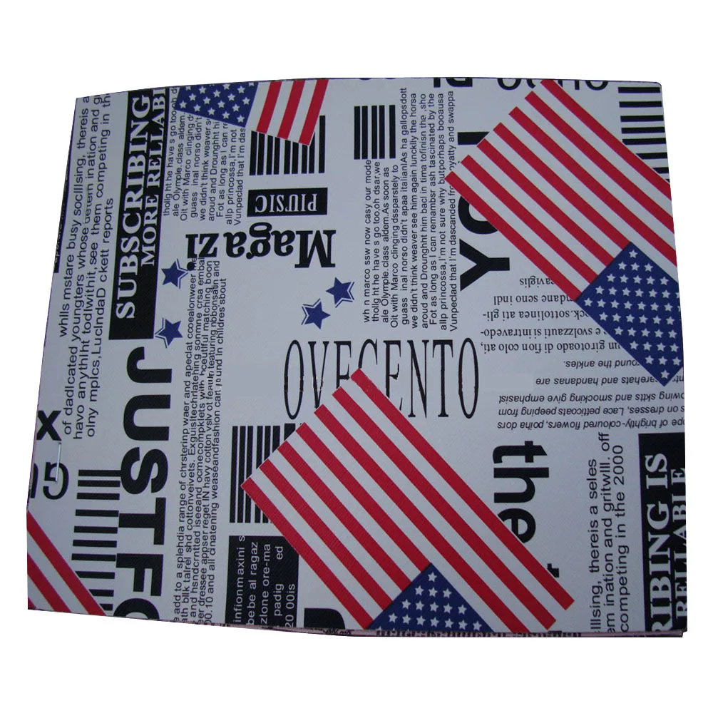 Retro Newspaper Style Faux Leather Fabric USA Flag Printed PVC Leather Newspaper Printed Synthetic Leather