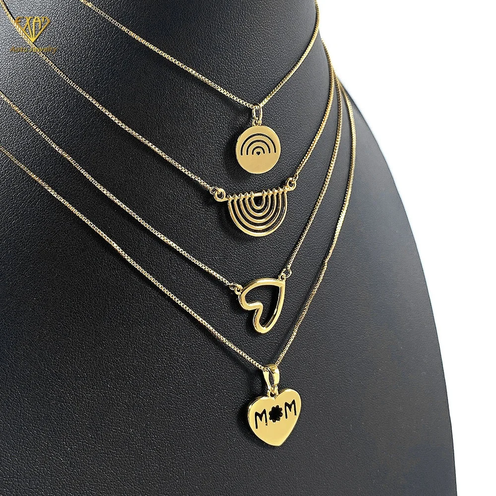 18k gold plated hollow sunbow medallion necklace