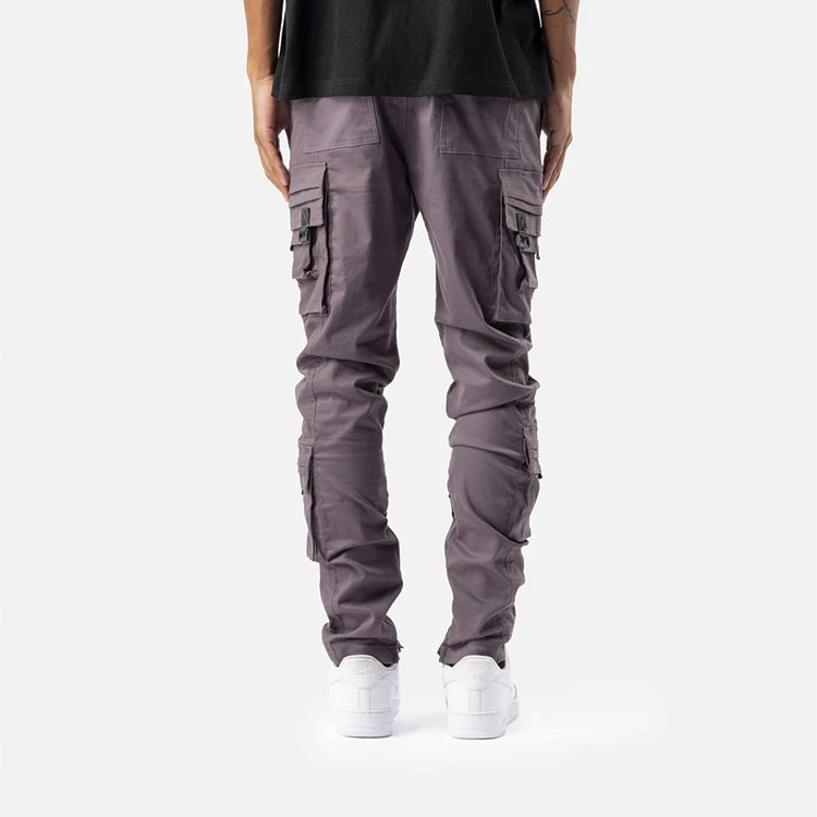 Custom OEM Manufacturer Vintage Multiple Pockets Drawstring Streetwear Slim Fit Mens Long parachute Cargo Pant for men Trousers