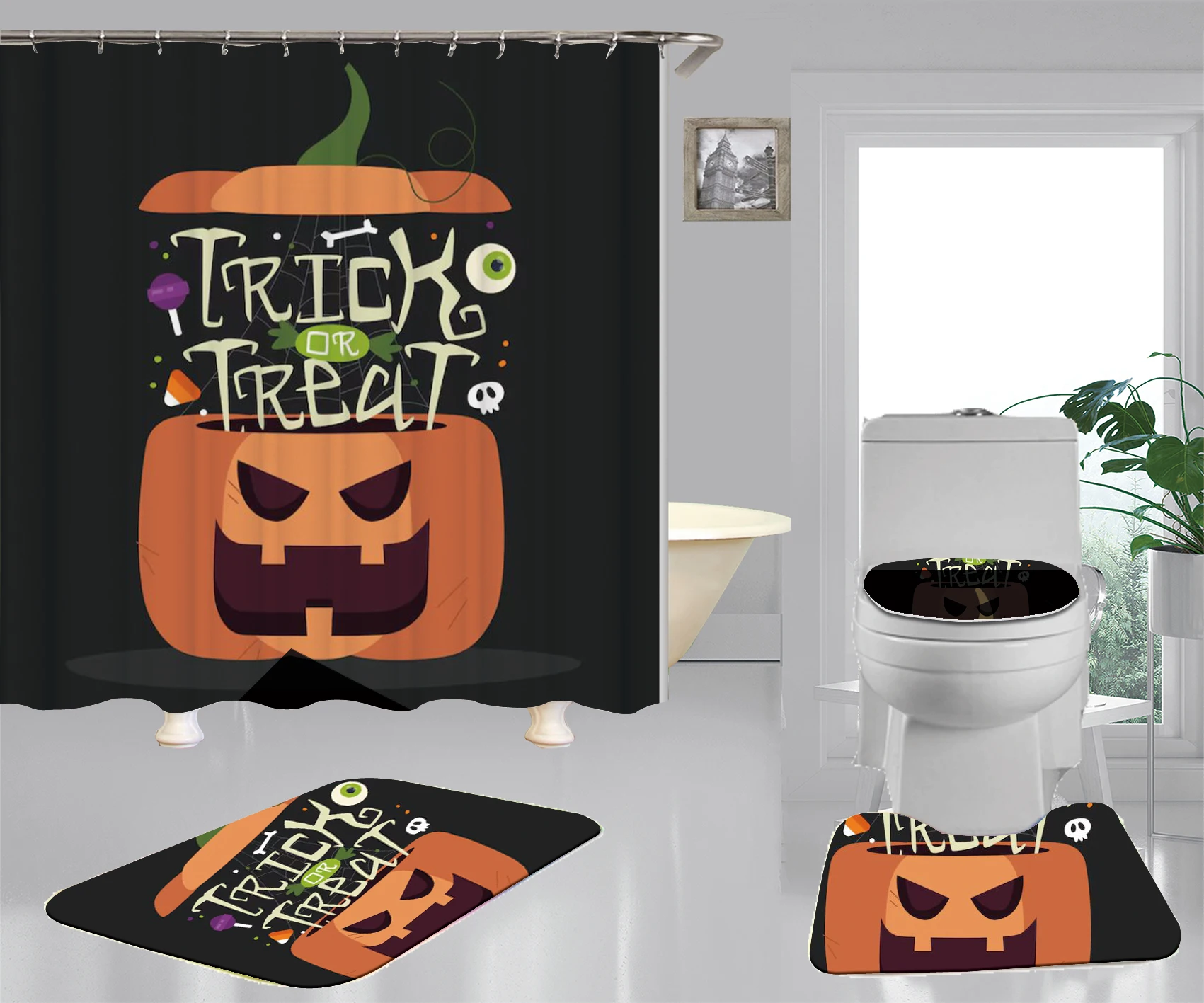 Высокое качество 3D HD цифровая печать Хэллоуин водонепроницаемый и плесени ванная комната перегородки индивидуальные занавески для душа