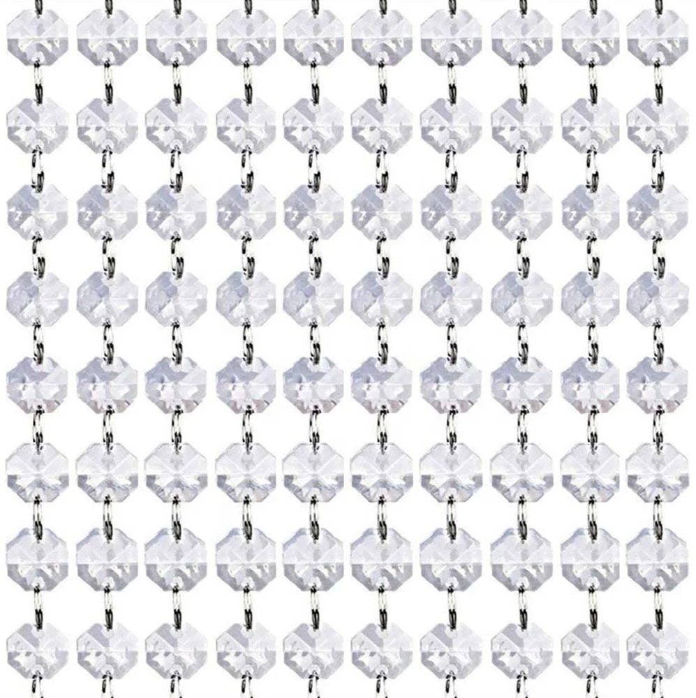 
65.6 Feet Clear Crystal Acrylic Gems Bead Strands Chain Garland, Tree Garlands, Christmas Decoration 