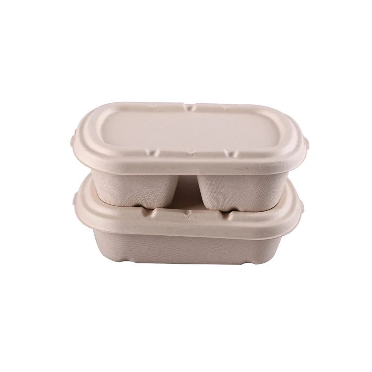 Sugarcane Bagasse Pulp Fibre Plates Disposable Take Away Fast Food Lunch Paper Box