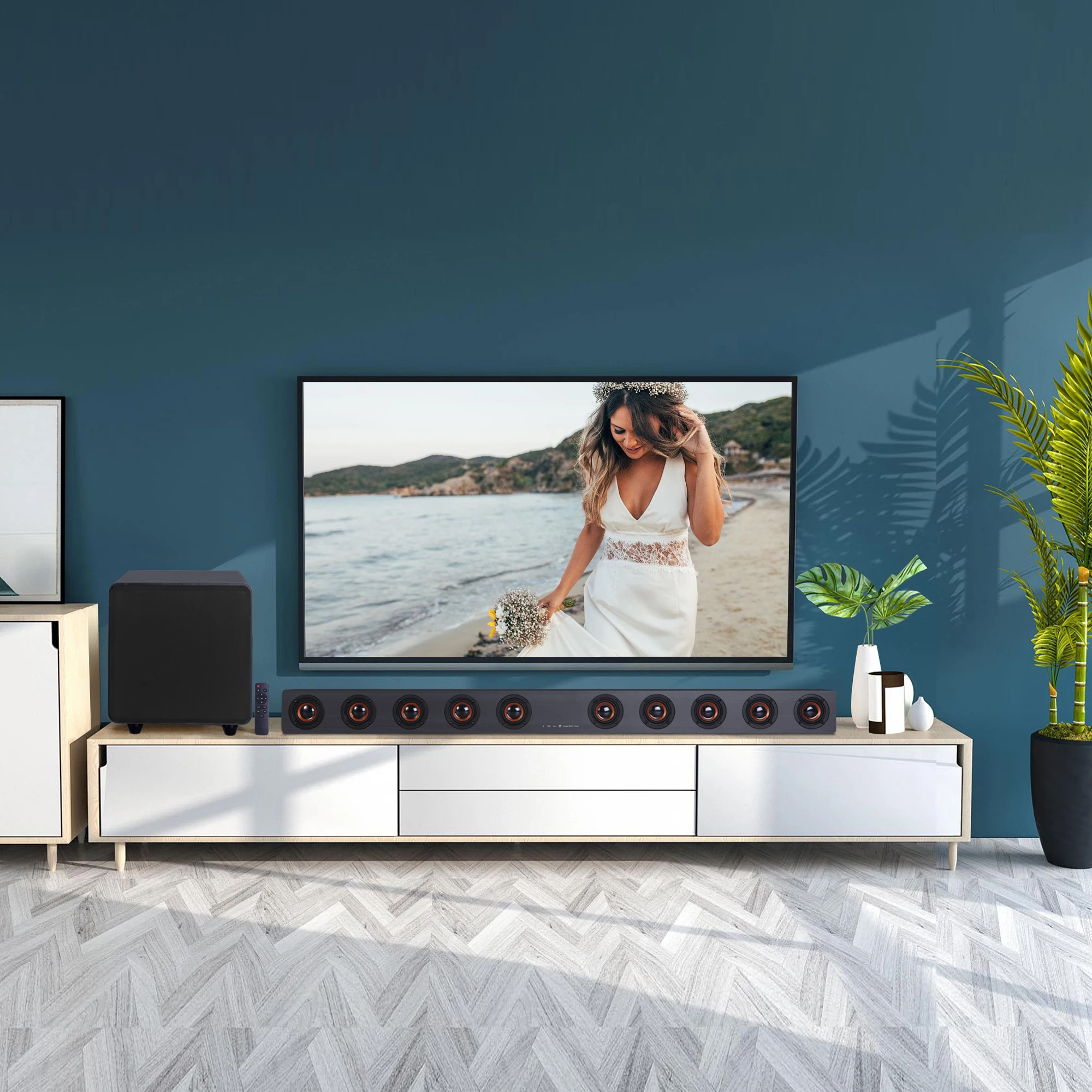 D90S Custom Hifi Wooden home theatre system Surround speakers Bass Smart 5.1 BT Wood Subwoofer Wireless Speaker Soundbar