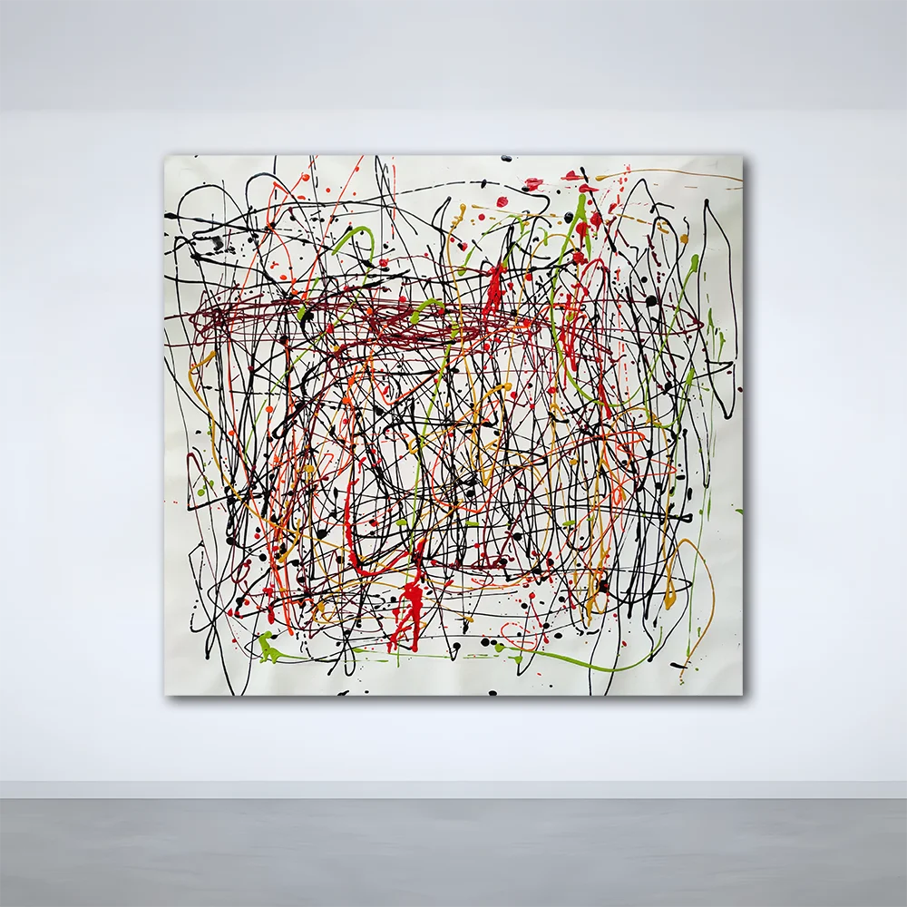 Palette knife color hand-painted texture frame oil painting artwork modern oversized abstract oversized wall art black