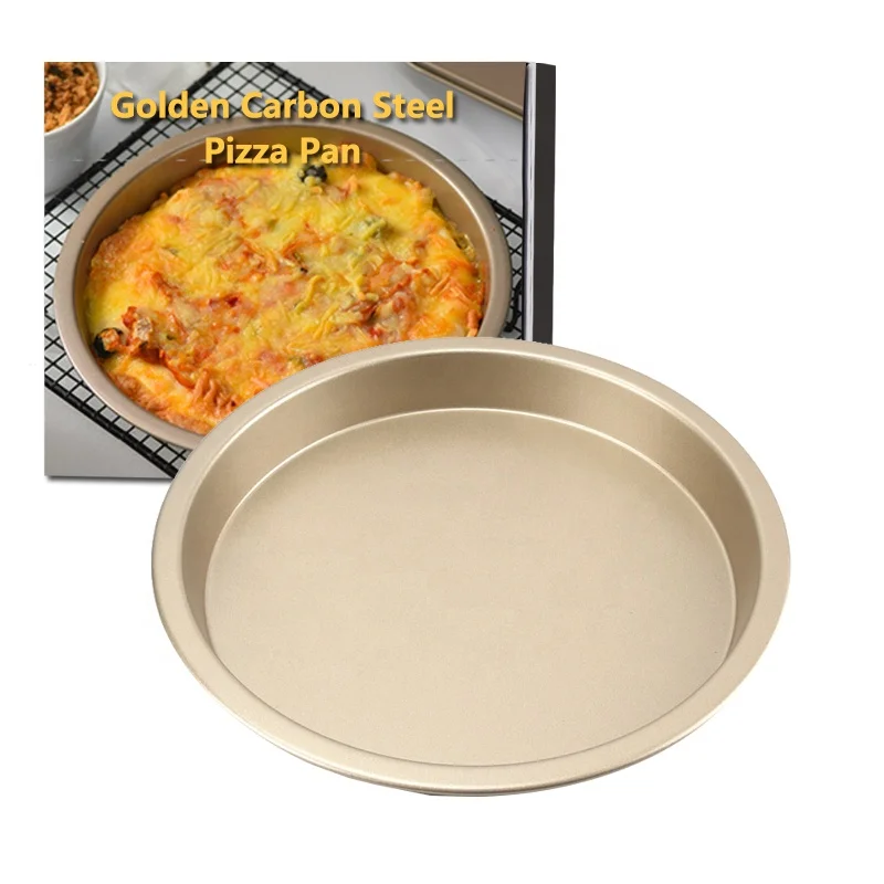 Household Easy Demoulding 8 Inch Carbon Steel Baking Non-Stick Round Bakeware Cake Mold Golden Pizza Pan