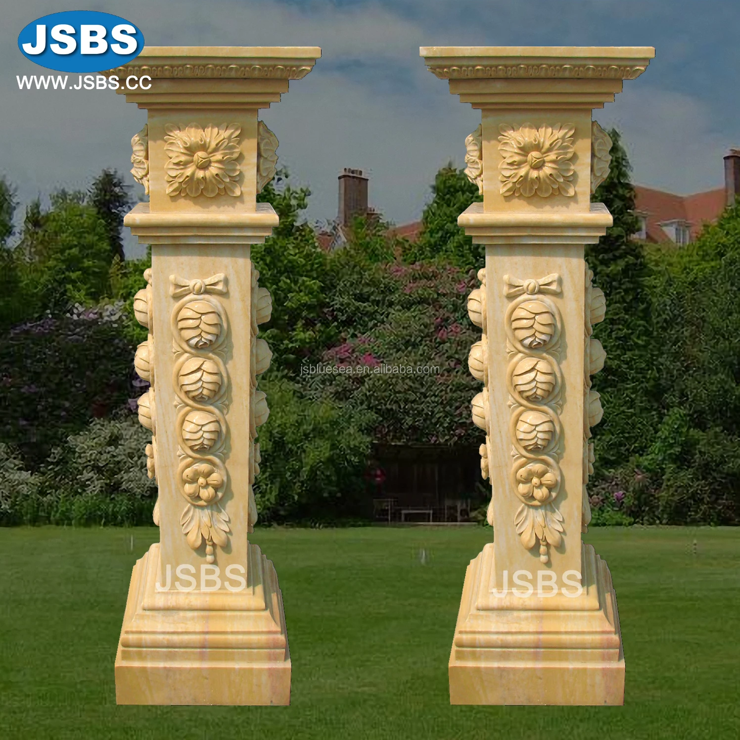 modern home decorative white marble pillars and columns corner post luxury leaves design