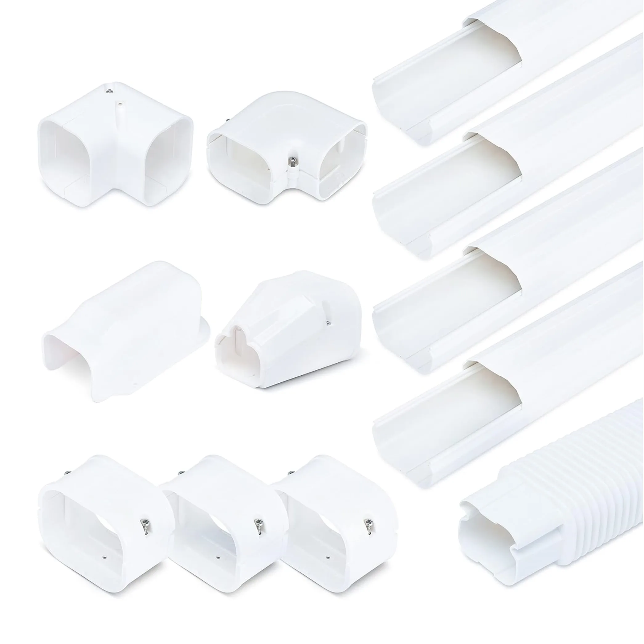 Mini Split White Line Set Cover Decorative PVC AC Line Cover Kit for Heat Pump System and Central AC