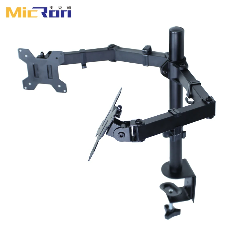Dual Monitor Stand Mount Support TV 360 Degree Swivel Adjustable Double Bracket Monitor