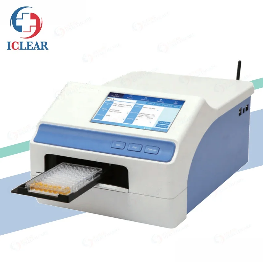 340nm~750nm 7 inch Touch Screen 8-channel Medical Elisa Microplate Reader