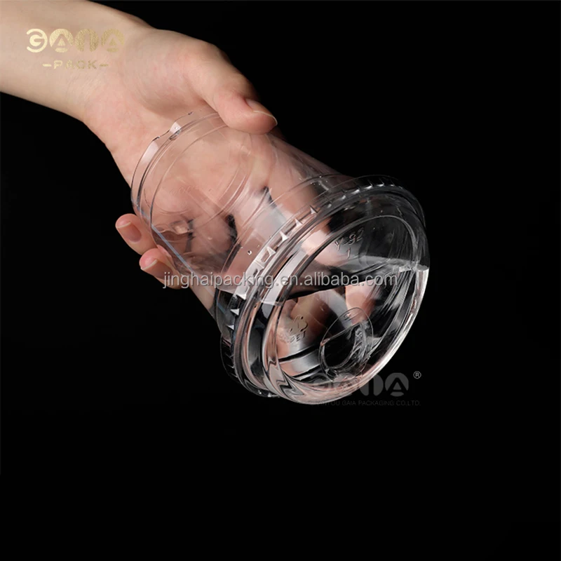 GAIA Factory Disposable PET Cup Plastic Custom 12OZ 16OZ 20OZ 24OZ Ice Coffee Cup With Lids