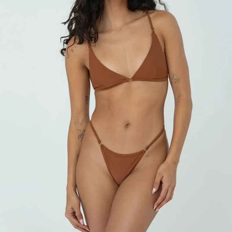 Bestway Strapless Two Pieces Bikini Sets for Women 2024 Summer Solid Thong Swimwear Beachwear Low Waist Bikini Set