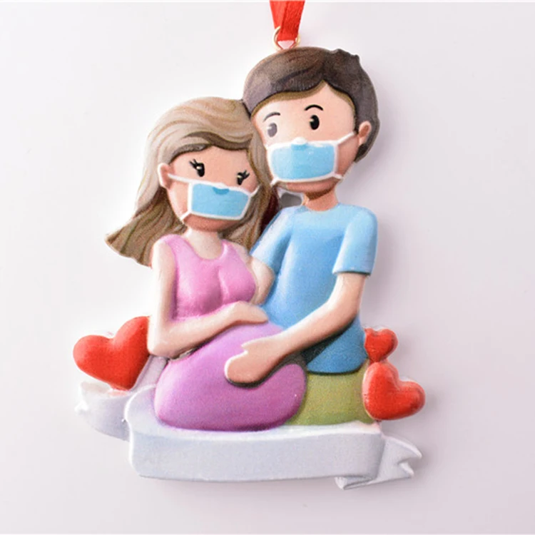 Christmas Ornament Personalized Name Pendant Gift Polyresin Xmas Tree Decoration Pregnant With Maskes