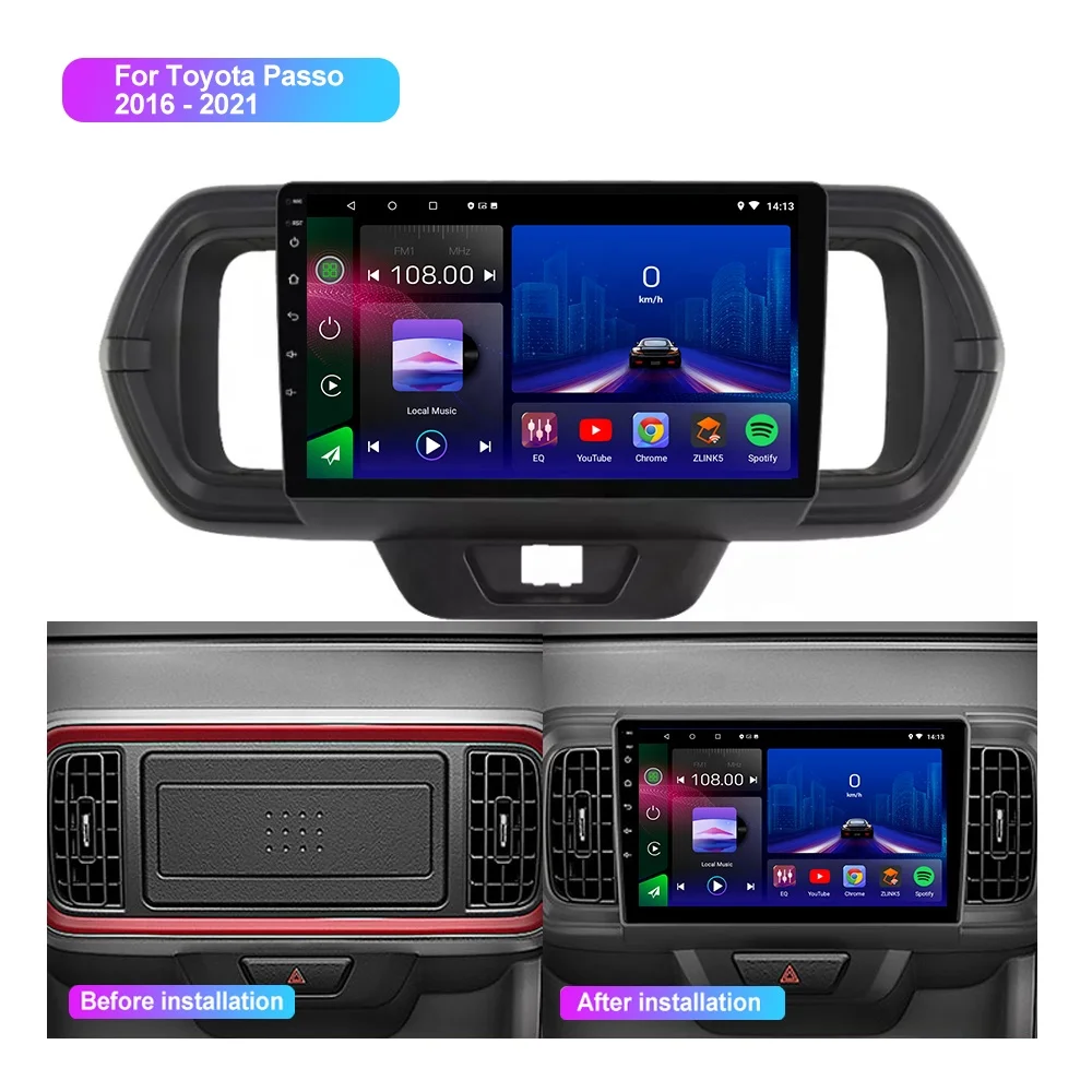 Jmance 9 Inch Car Radio Carplay Wireless Wired Android Auto Double Din Car Stereo  For Toyota Passo 2016 - 2021 Frame