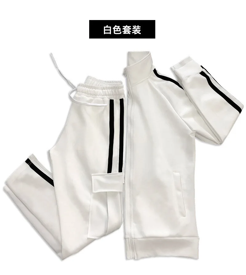 YD Custom logo men s jogging sweat suits fall track suit for men turn - down neck side stripe jogger set with side pockets