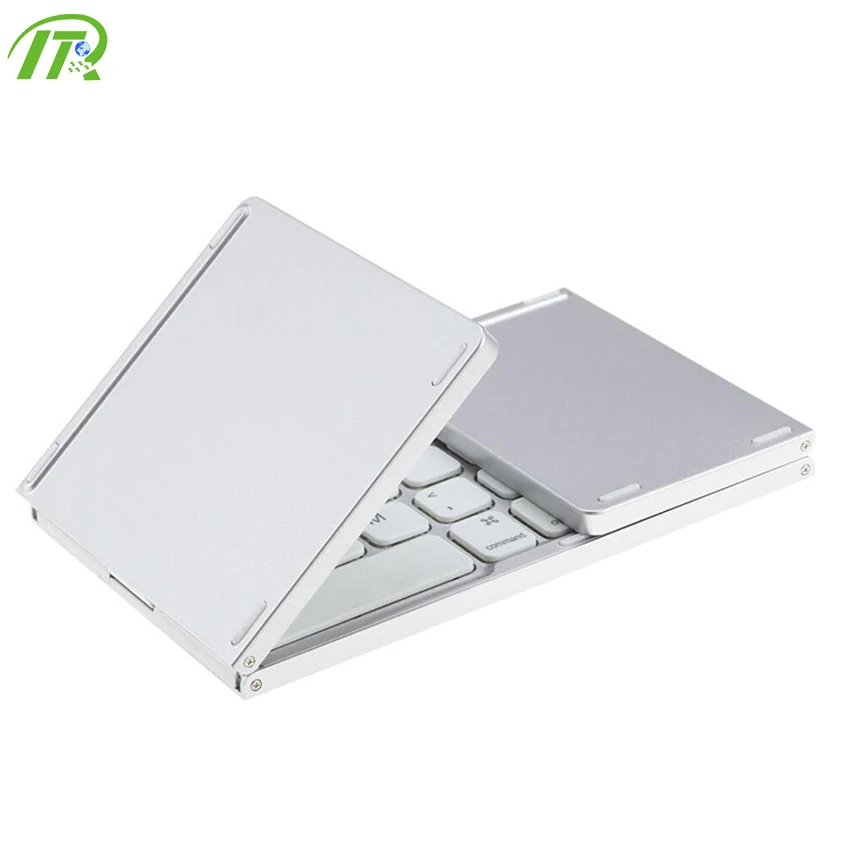 Top Selling Super Slim Aluminum Metal Mini Folding BT 3.0 Wireless Touch Keyboard