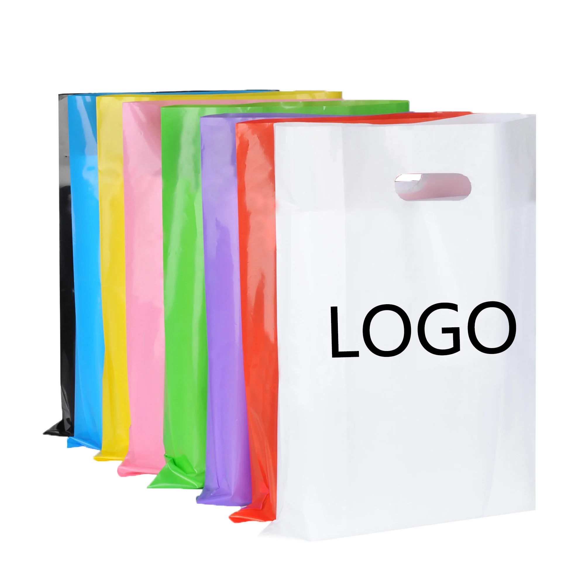 Custom logo printed black thank you die cut handle carry shopping packaging bags for boutique retail shopping plastic bag