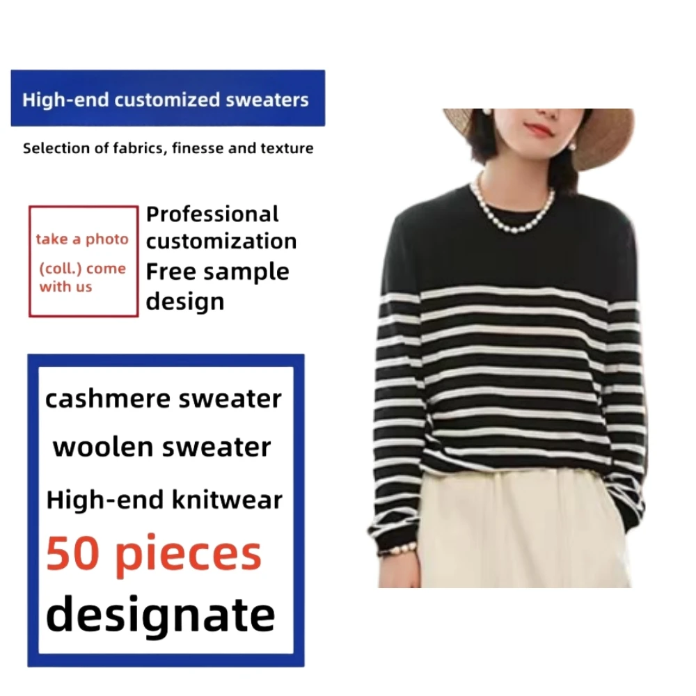 wholesale O-neck knitting casual women long sleeve striped clothing Pullover Sweater For Women
