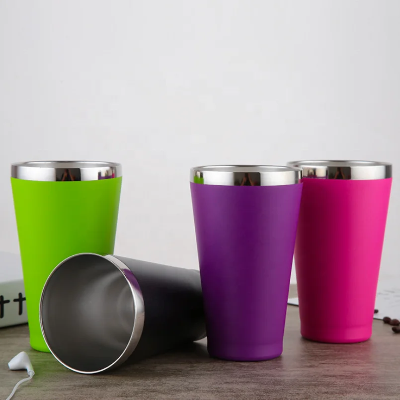 Durable 16oz Beer Tumbler  Double Wall Insulated Thermos Flask Stainless Steel Tumbler Cup for Outdoor Cup