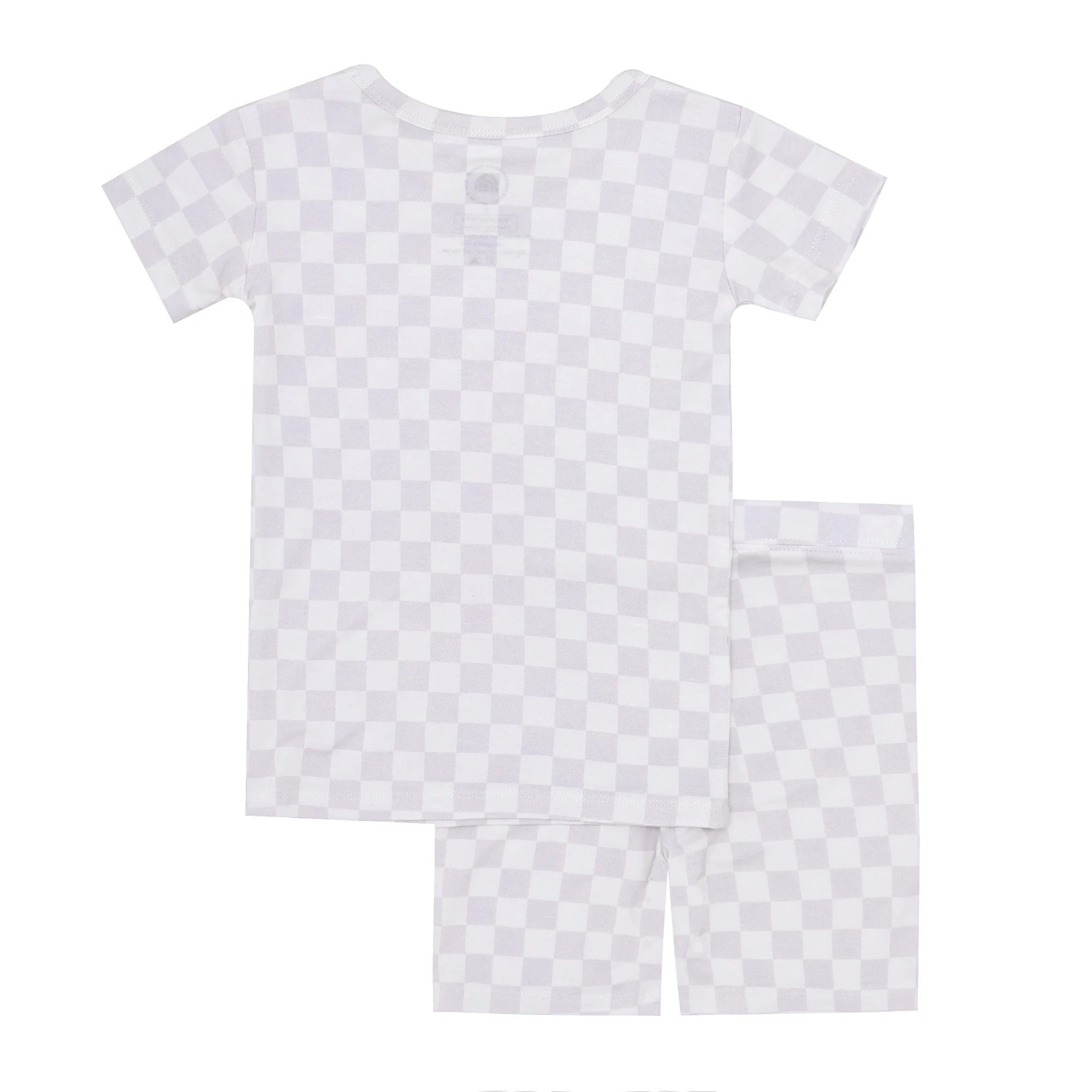 2024 Square Pattern Baby and Kids Bamboo Spandex Material Tops and Pants New Design Baby Clothes Long Sleeve Baby Pajamas