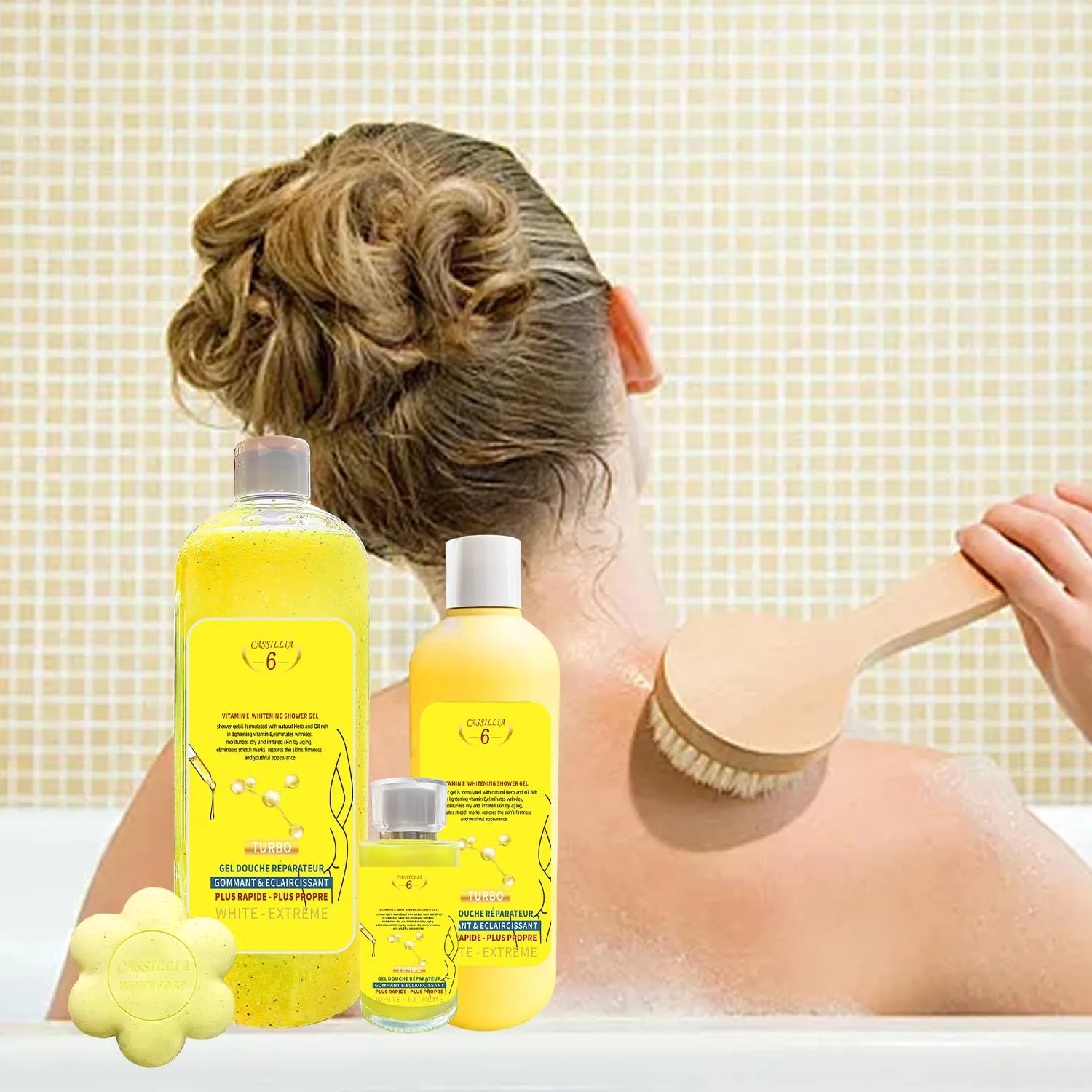 OEM private label wholesale vitamin e shower bath gel body lotion cleansing skin care moisturizing whitening home body wash set