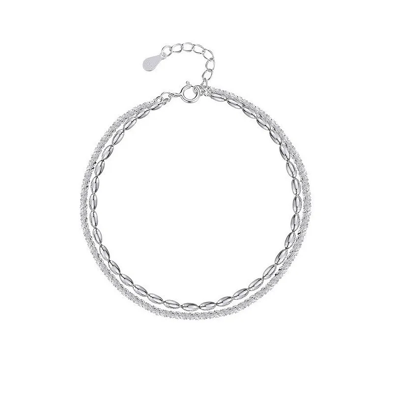 Light Luxury High end 925 Pure Silver Full Sky Star Bean Double layered Layered Bracelet