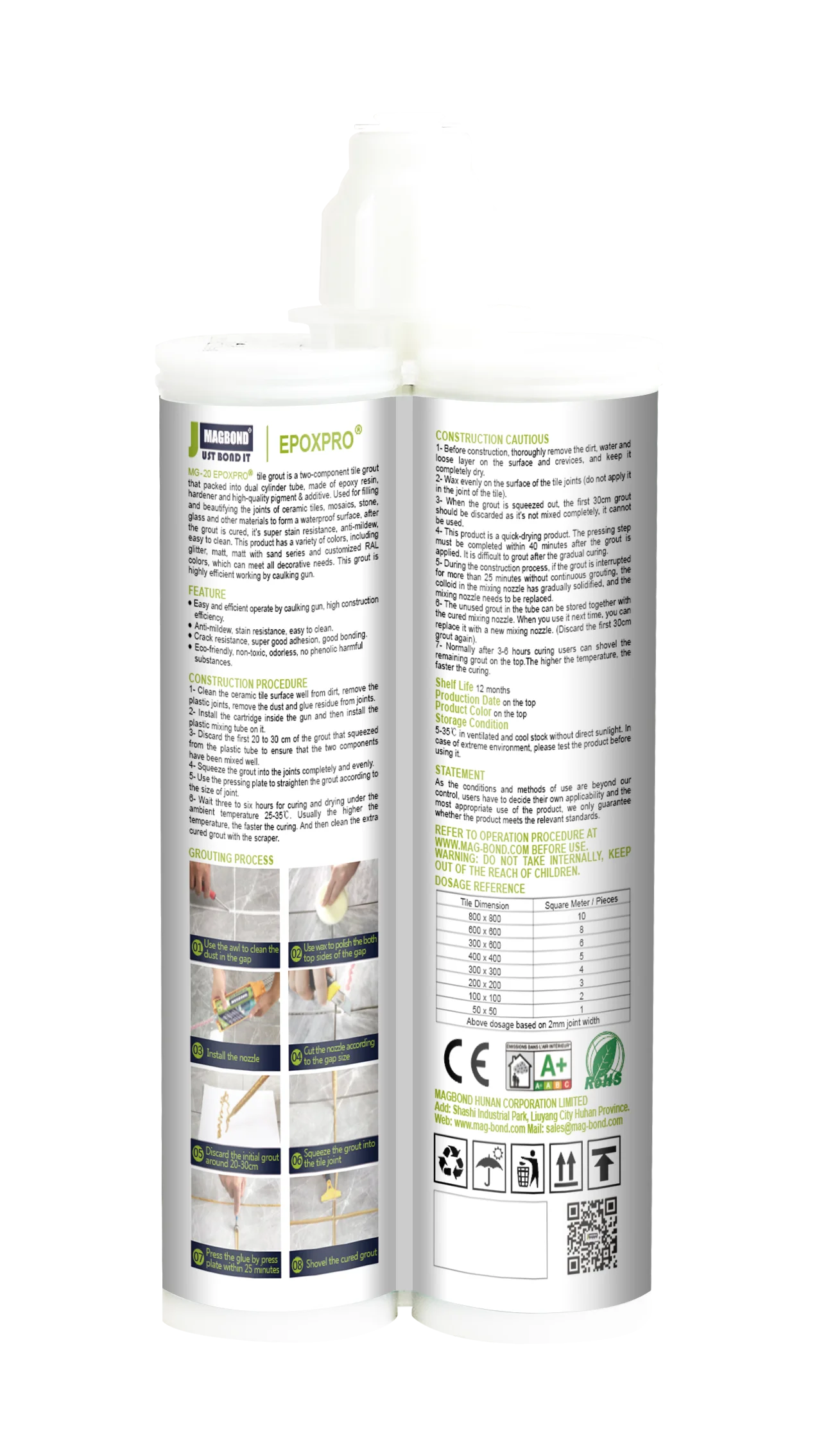 Эпоксидная смола для плитки на ветренную epoxpro MG-20 картридж миномет эпоксидной смолы заделки швов