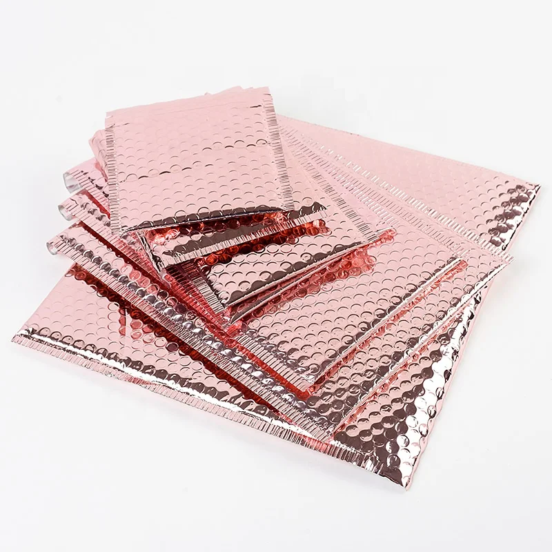 Custom print rose gold bubble poly mailers custom envelope and pink bubble mailer Metallic Bubble Envelope Express Mailer Bag