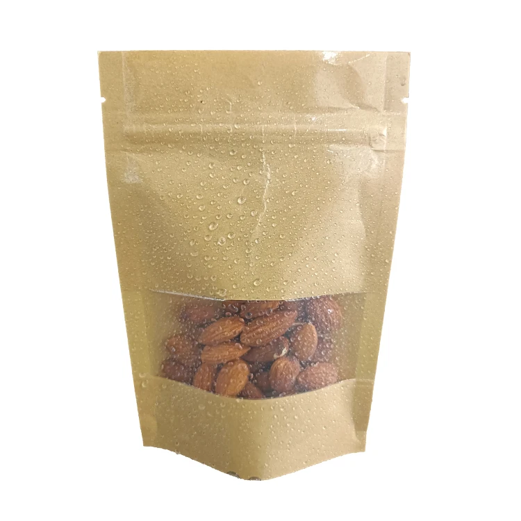 Plastic White Brown Paper Window Zipper Bag Coffee Nuts Tea Snack Storage Bags with Clear Window