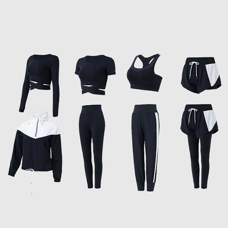 
Hot sell pink color wholesale 7 piece set women sport workout fitness wear 