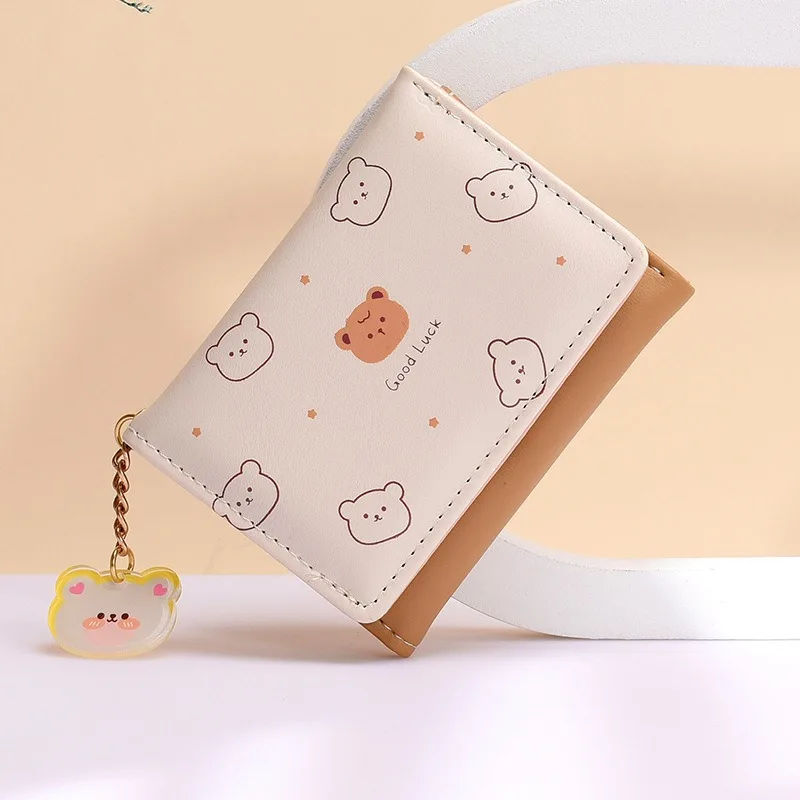Wholesale girls student fashion cartoon coin purse ladies mini pu short wallets for women guess teen girls