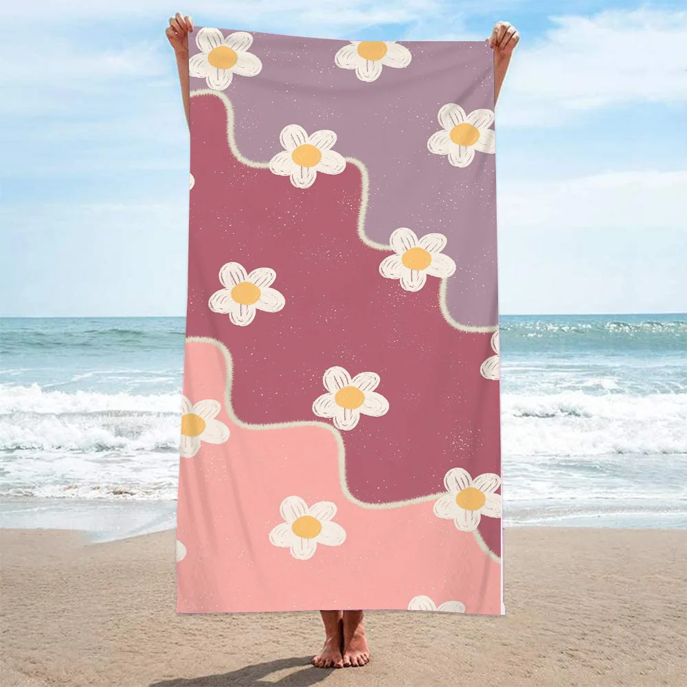 Florets print beach towels super absorbent microfiber adult poncho beach towel for camp vacations swimming