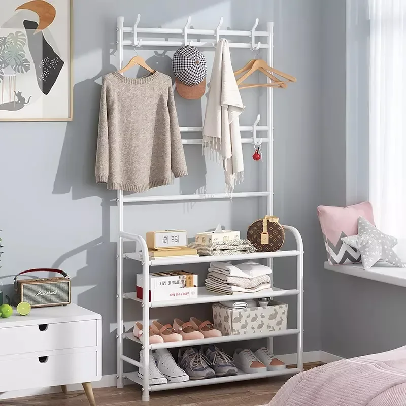 Display shoe rack 5 layers modern entryway furniture shoe hanging storage stands shelf with cloth hangers