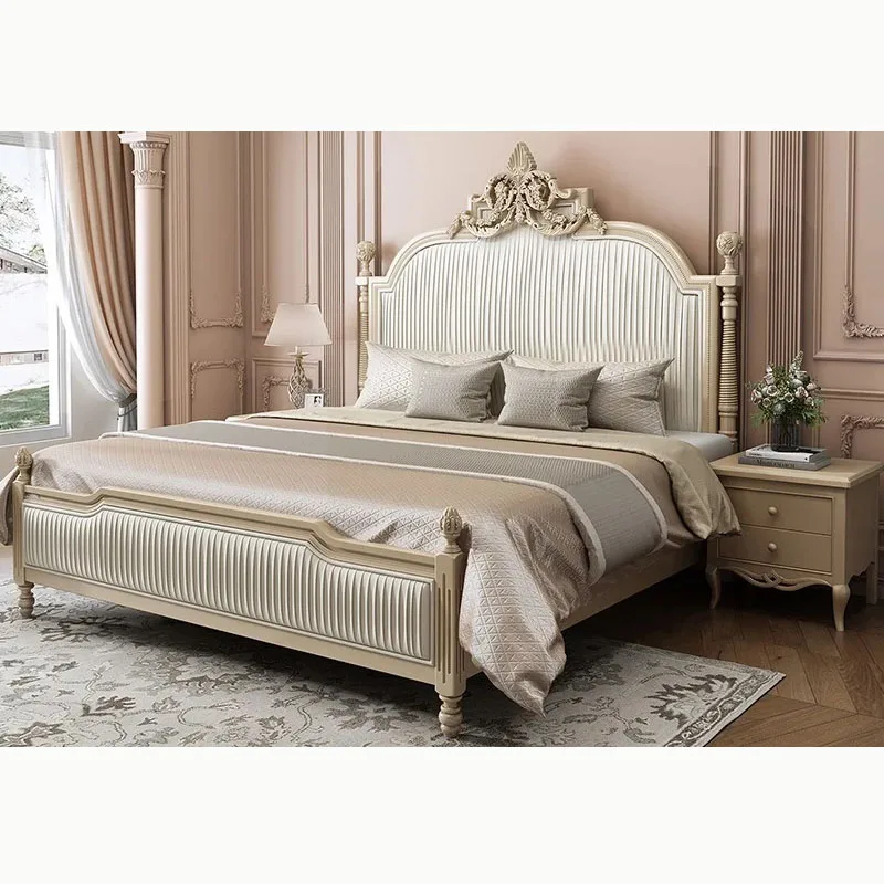 Factory custom wholesale Luxury Bedroom beds  King Size Leather Bed  Set Italian Modern Style High-end Fashion Furniture