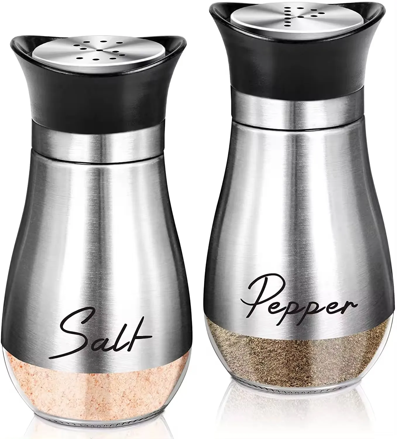 Kitchen Ceramic Spice Jar Set Porcelain Salt and Pepper Shakers with Bamboo Wood Lid and Spoon
