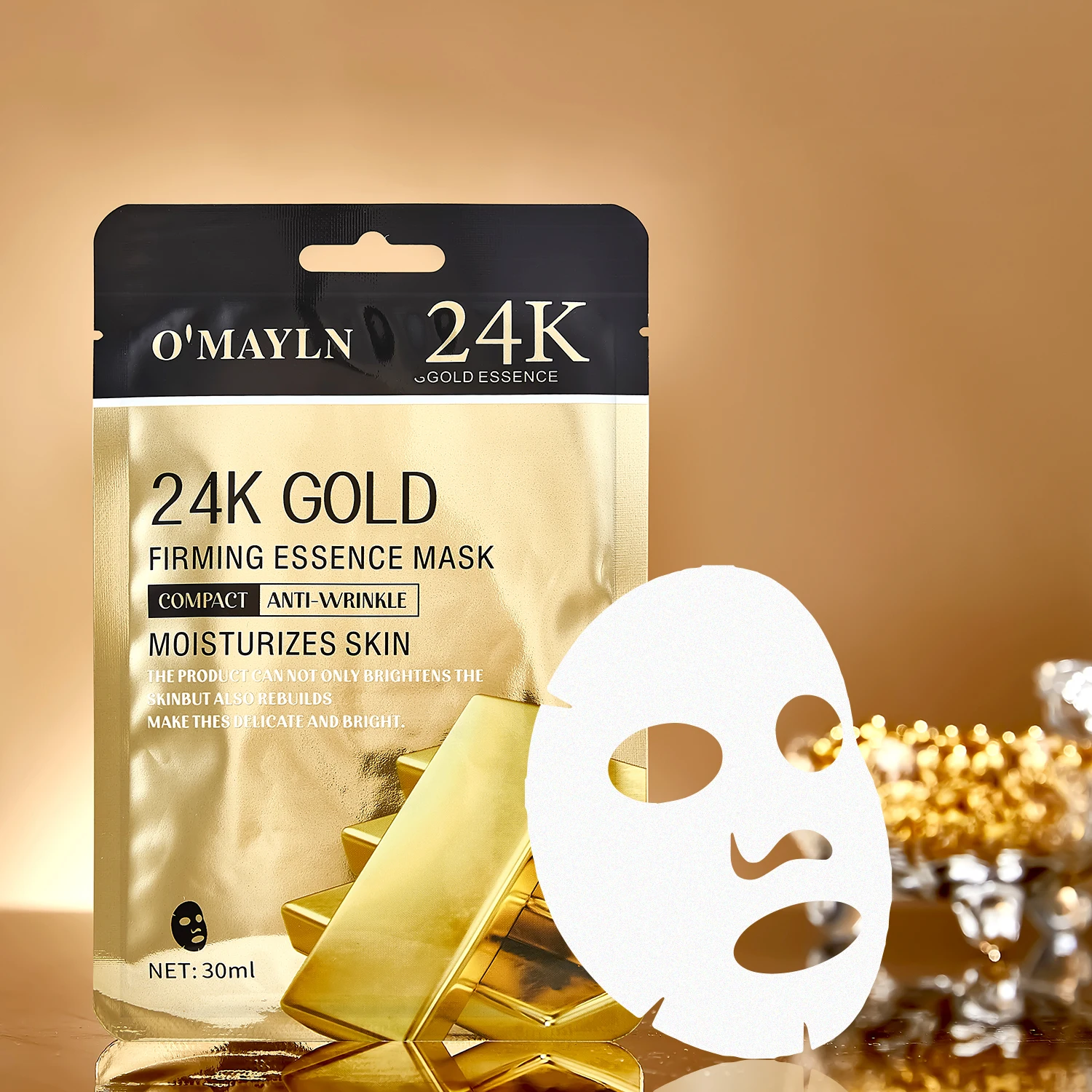 Wholesale Factory Natural Hydrating Facial Mask Sheet Beauty Skin Hydro Gel Whitening 24k Gold Collagen Face Mask