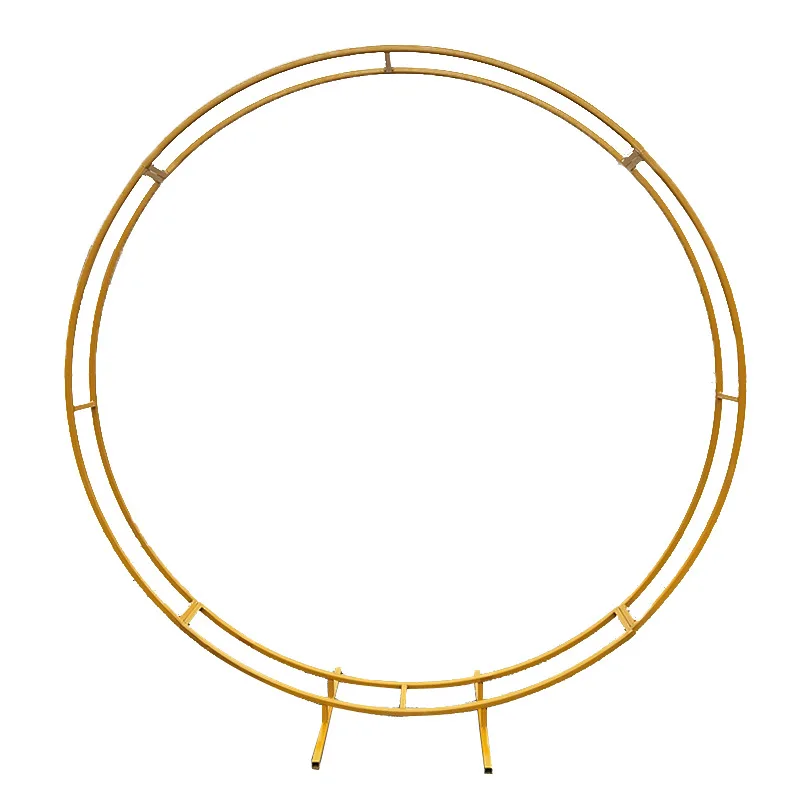 1.2m /1.5m/2m/2.4m Gold Double Ring Round Arch Wedding Metal Stand Backdrop