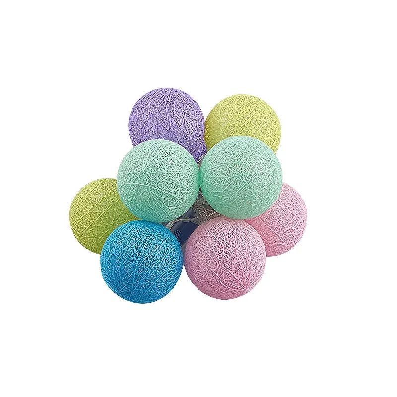 
60mm 10L Warm White Green Yellow Purple Orange Globe Cotton Balls Led Fairy String Lights Cotton Ball Light For Christmas 