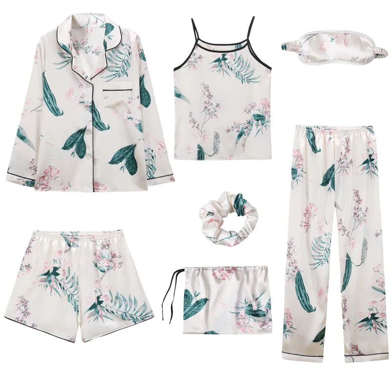 KKVVSS DM9005 five-piece woman short sleeve pants printed sweet and leisure suit plus size ladies summer home wear pajamas