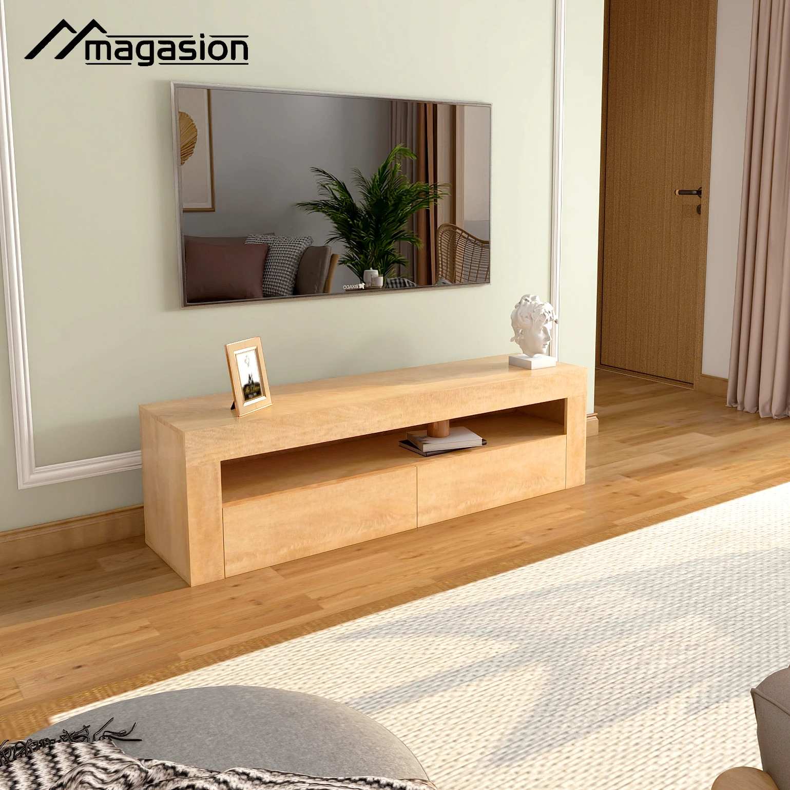 Walnut color classic concise style living roon furniture cheap pice modern tv stand cabinet