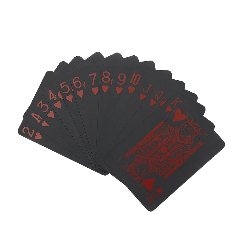 New Quality Plastic PVC Poker Smooth Waterproof Black Playing Cards Gold plated Creative Gift Durable Poker Board Games custom