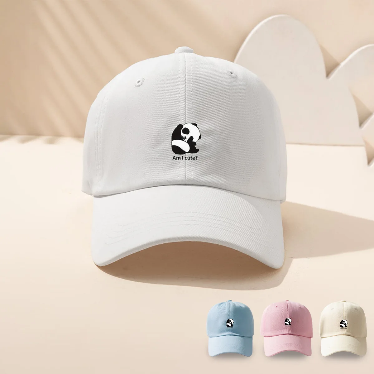 high quality100% cotton animal panda hats custom logo embroidery hats 6 panel tennis baseball caps