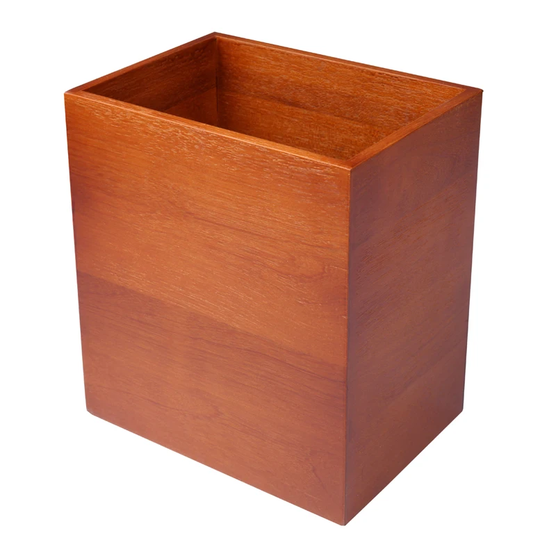 Wooden Waste Bin Bathroom Accessory Trash China Custom Home Red Brown Dustbin